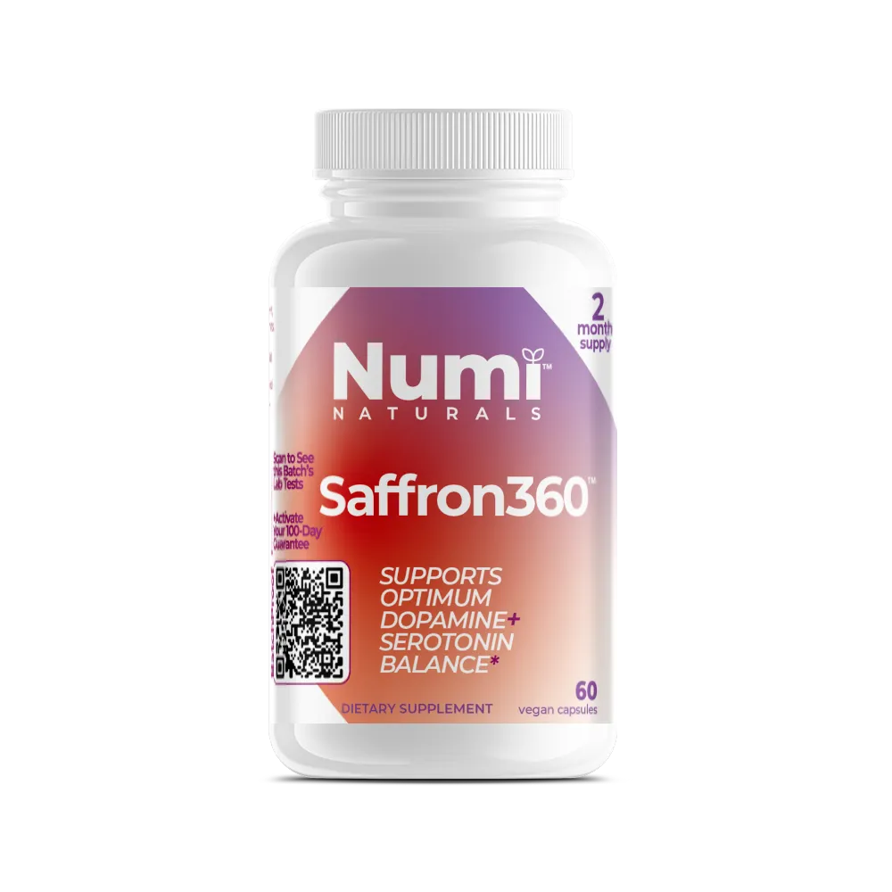 Saffron360™ Saffron Supplement for Mood and Focus - Dopamine Support - 88.5mg Pure Extract - Lab Verified Quality