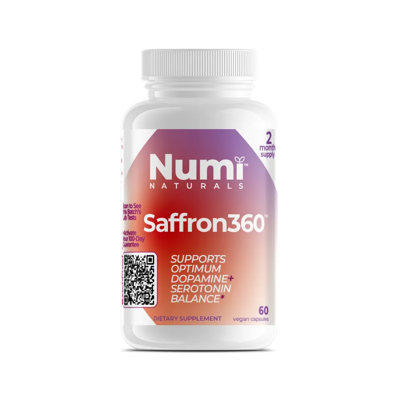 Saffron360™ Saffron Supplement for Mood and Focus - Dopamine Support - 88.5mg Pure Extract - Lab Verified Quality