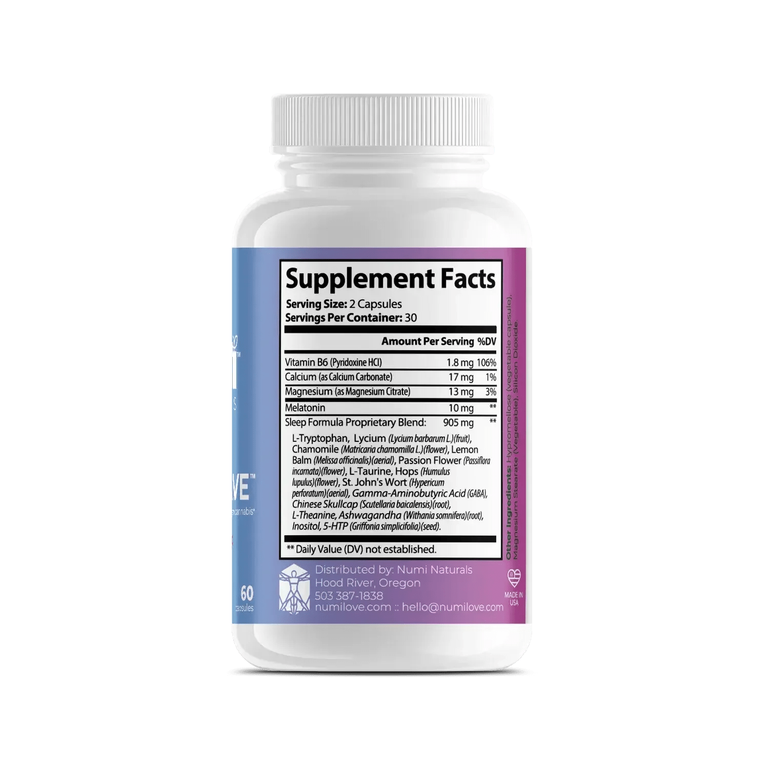 CANNALEAVE Sleep+Recover - Restorative Sleep* Relaxed Mood* 60 capsules - Numi Naturals